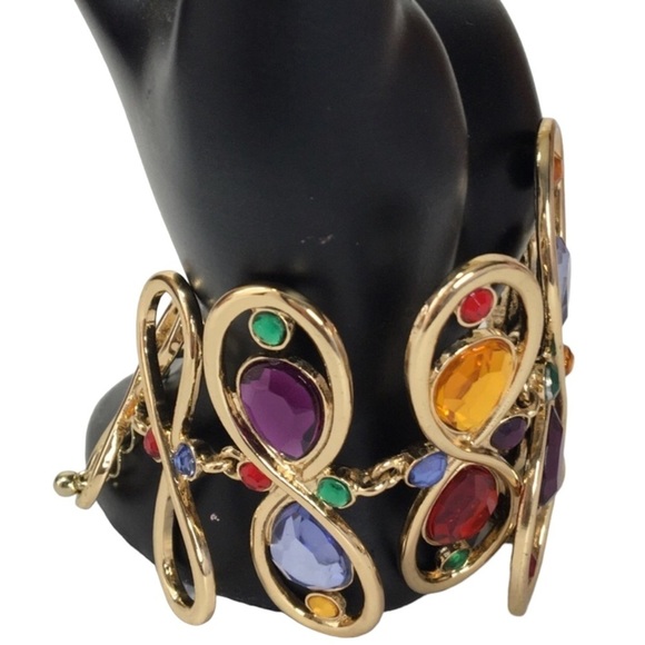 Gold Bracelet and earrings Set with multi colors - Picture 4 of 15